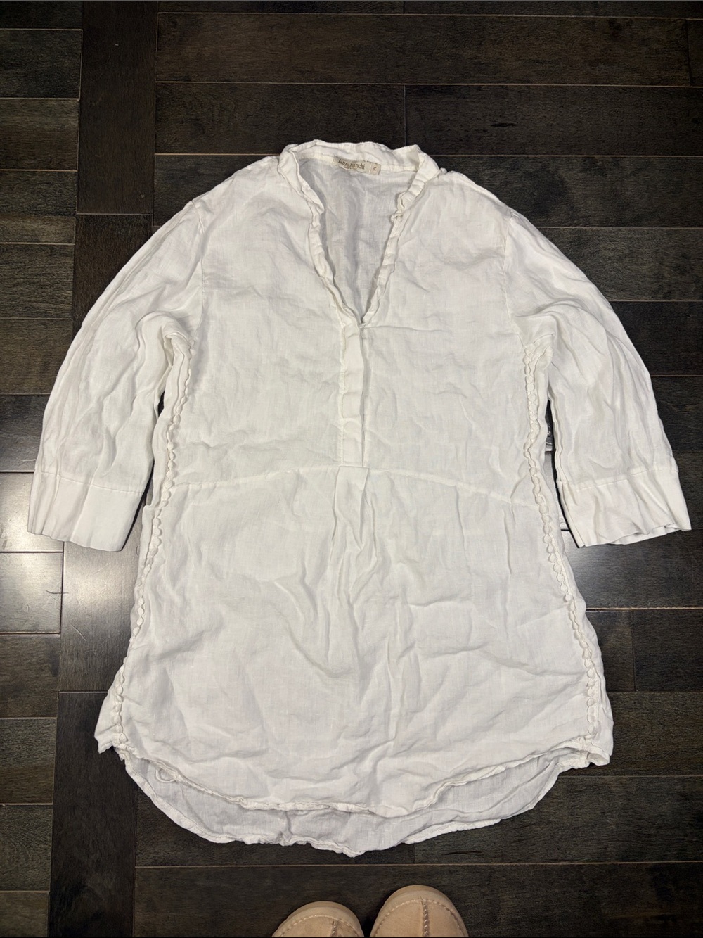 Laura Bianchi Made in Italy 100% Linen Tunic Top – White – Size Medium